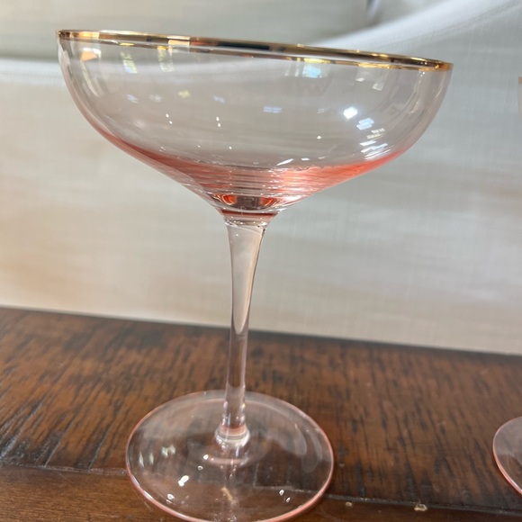 GORGEOUS vintage pink gold rimmed champagne/sherbet glasses mcm - Picture 2 of 4